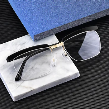 Razred Pol Rimless Recept Očala Okvir za Moške Acetat Kvadratnih Kratkovidnost Optični Pol brez okvirjev Očal 2020 Nova Očala