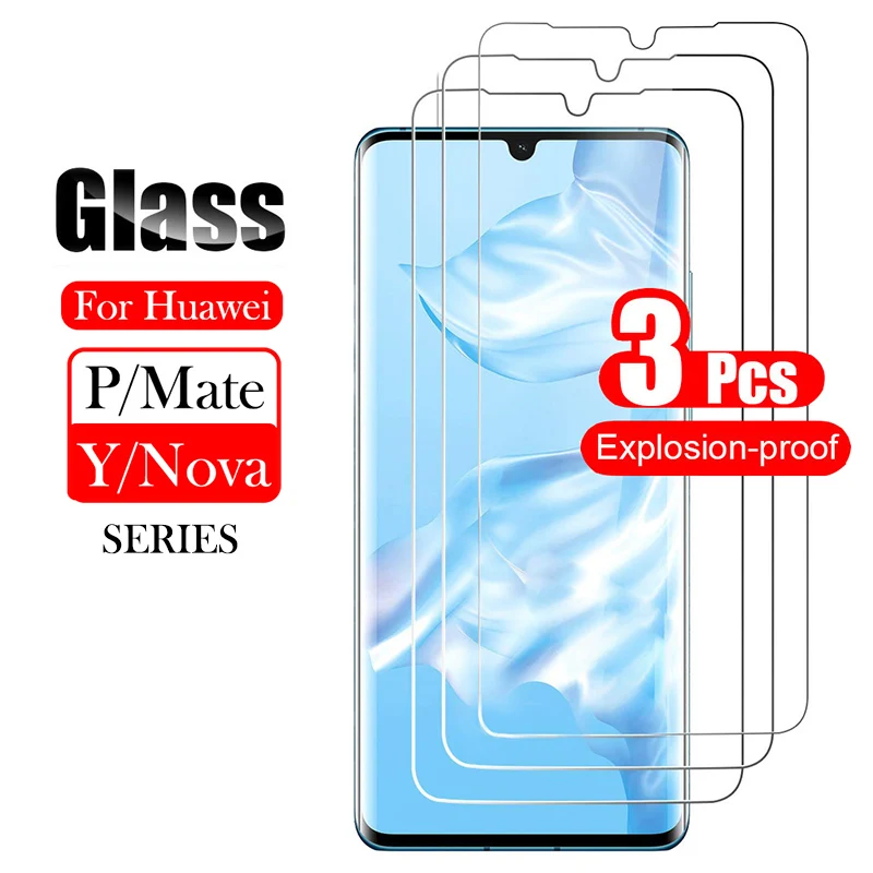 3Pcs 9H Screen Protector Primeru Za Huawei P40 P20 P30 Lite Psmart 2021 Y9 Nova 7SE 5 P20 Pro Zaščitna Kaljeno Steklo Mate 30 20