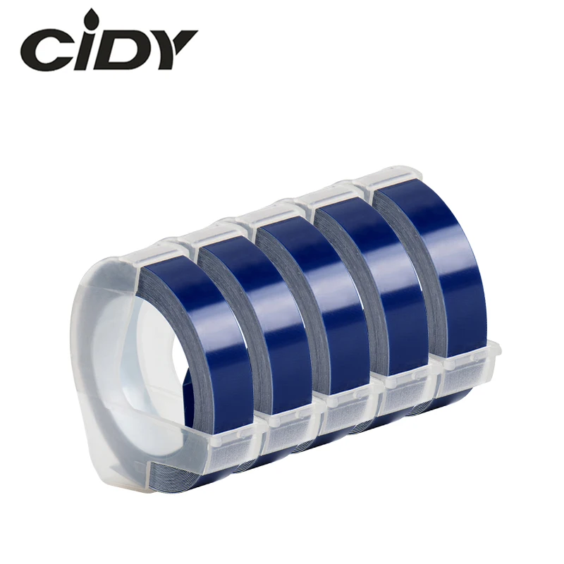 CIDY 5pcs Vijolično Modre barve, 9 mm*3m Združljiv DYMO 3D Plastiko Okrasni trak Reliefi Oznaka Maker ZA DYMO 1610/1575 Motex E101