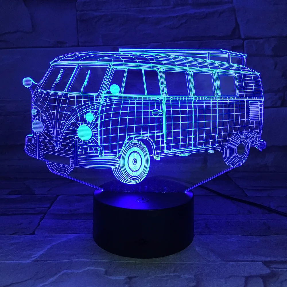 3D Kampiranje Šolski Avtobus Luči LED Pisane Akril Lučka, kot Doma Okraski Luči Otroci Darilo Študent Predstavi