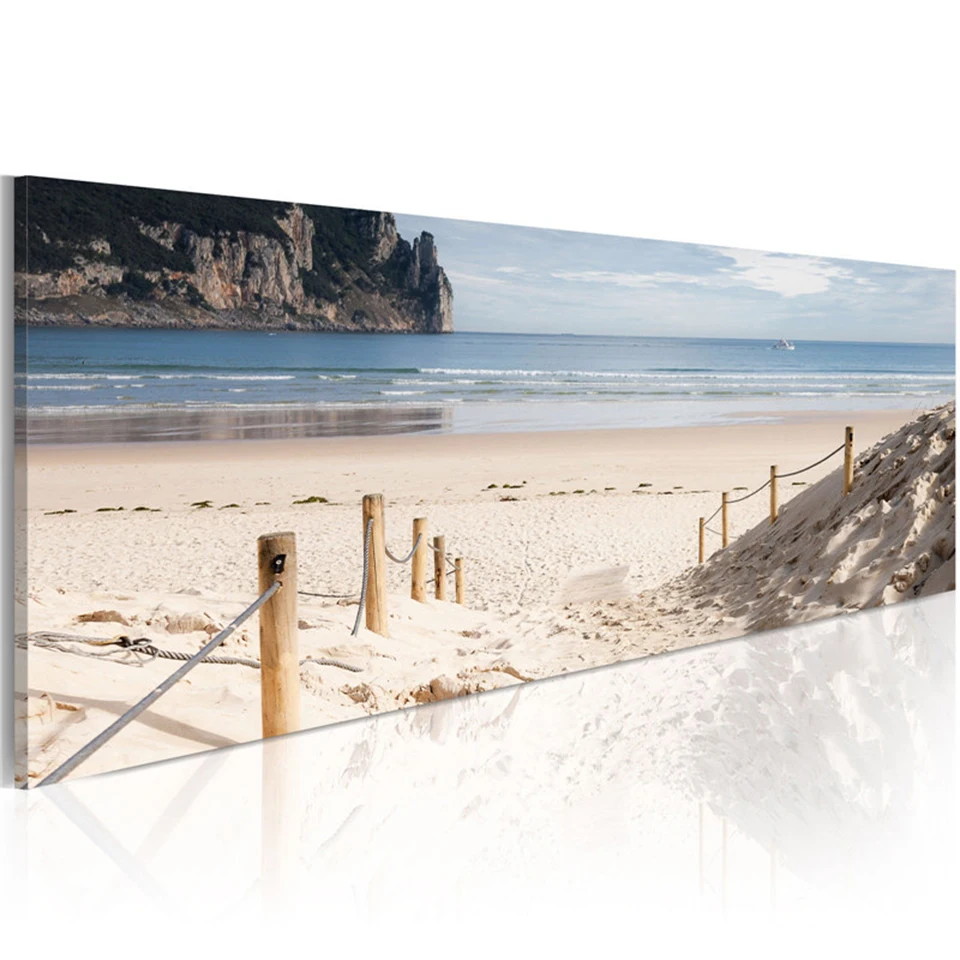 Wall Art HD Natisne Sodobne Plakat 1 Nastavite Plaža Pesek Pogledom na Morje In Platno Slikarstvo Postelji v Ozadju Doma Dekor Modularni Sliko