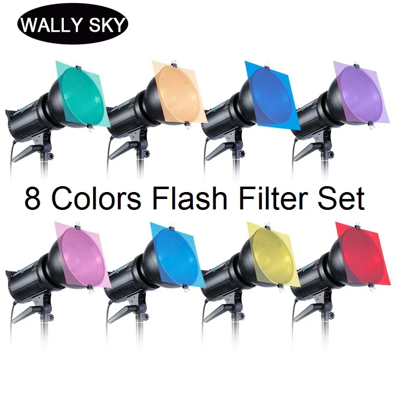 8 Barv Flash Filter Komplet LED Luči Filter PC Barvni Gel Flash Filter za Fotografiranje Kvadratnih Posebne Barve Gelska Filtracija Set