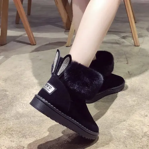 Ženske Škornje Znamke Zimske Čevlje Toplo Črni Krog Toe Priložnostne Plus Velikost Ženske Snow Škornji