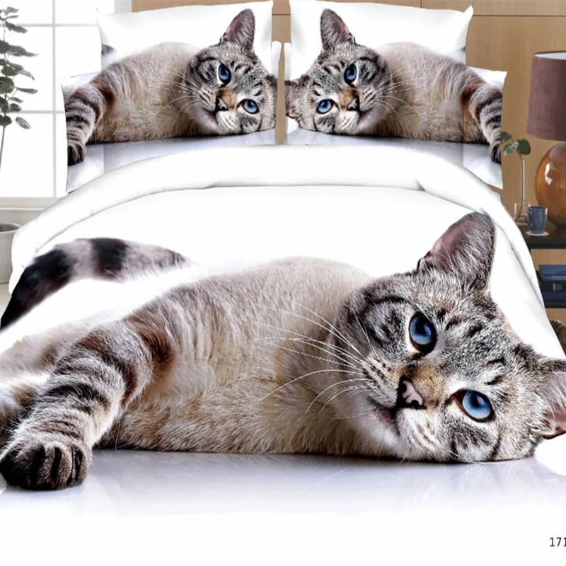 3D posteljnina določa mačka tiger tiskane 3d posteljno perilo je belo doma posteljnina padec ladijskega prometa darilo bedclothes 4pcs/set prevleke ravno list