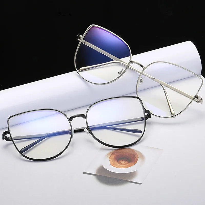 RBRARE Prevelik Cat Eye Glasses Okvir Ženske Kovinski Anti-modra Svetloba Očala Ženske Luksuzni Jasno, Leče Očala Ženske/Moški Okulary