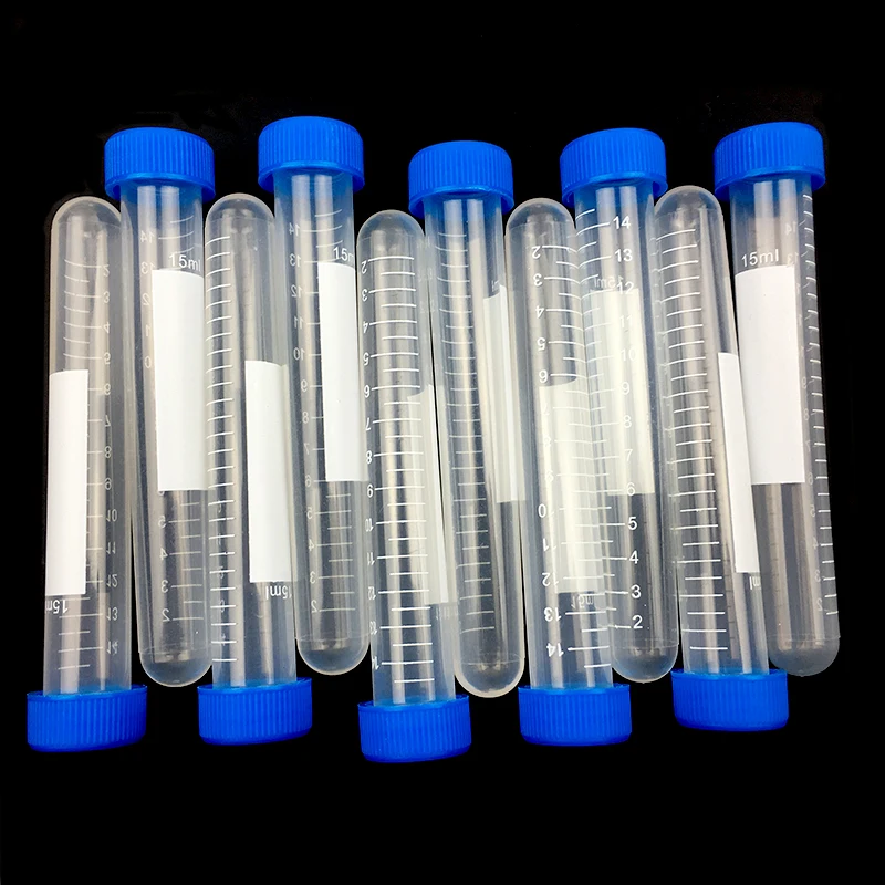 15ml Centrifugirke 20PCS Okroglim Dnom Modra navoj Plastične Epruvete Visoke Temperature, Tlaka, Laboratorijskega potrošnega materiala