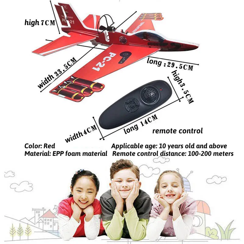 Električna Letala PC-21 Zbrati EPP Pene Novice Oddaljen Nadzor LED Letalo 150 m Padalo 2.4 G RC Borec Model Diy Igrače za Otroke