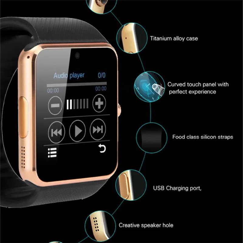 GT08 Pametne ročne Ure Moške, Ženske, Športne Pedometer Bluetooth Inteligentni Gledal Dolgo Pripravljenosti Smartwatch za Android Reloj Inteligente