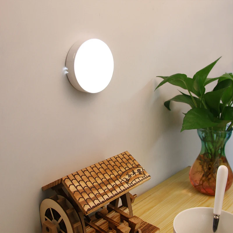 Senzor gibanja Svetlobe Night Light Mini LED Nočna Lučka za Spalnico USB Polnilne Telo Indukcijske Svetilke Razsvetljave v Zaprtih prostorih