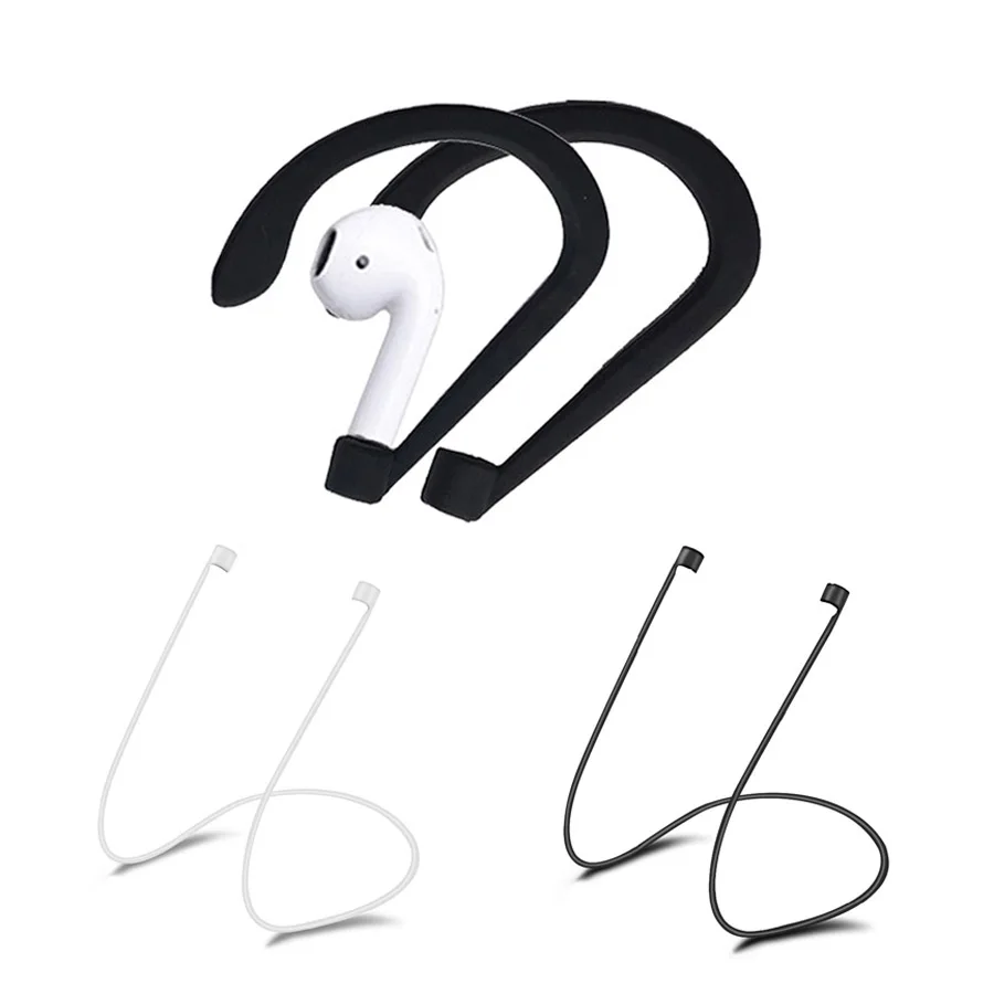 3 v 1 Za Airpods Earhooks Imetnik Varno Prileganje Kljuke + Anti-izgubil Pašček Kabel Vrv za Apple Airpods Brezžične Slušalke Pribor
