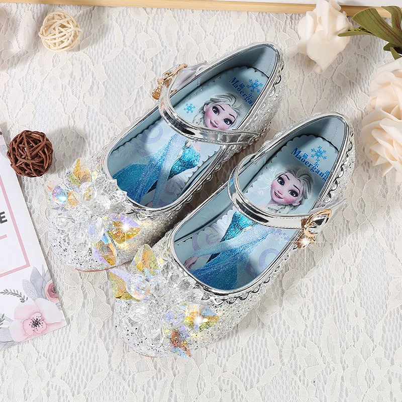 Disney dekleta, nove čevlje otrok je kristalno čevlji Elsa zamrznjene Princesa čevlji malo deklet, korejski eno čevlji, Visoke pete