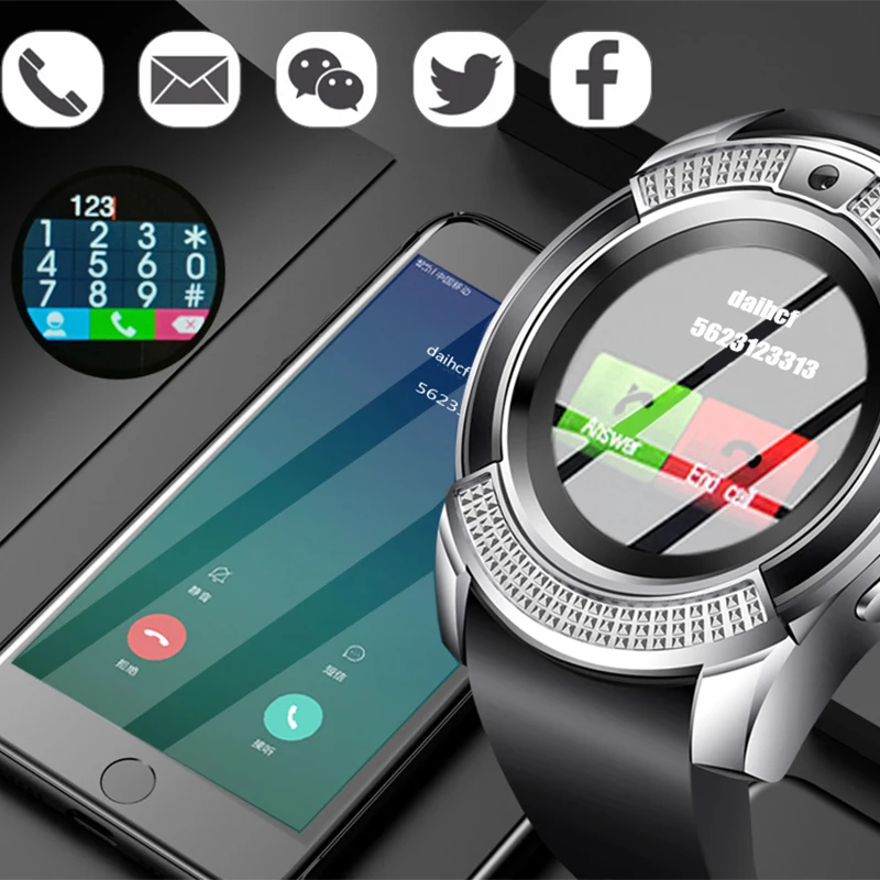 LIGE Nov modni Pametno Gledati Moške Gledajo Podpora Kamere Bluetooth Kartica SIM TF Kartice Smartwatch za Android ios Nekaj Watch + Box