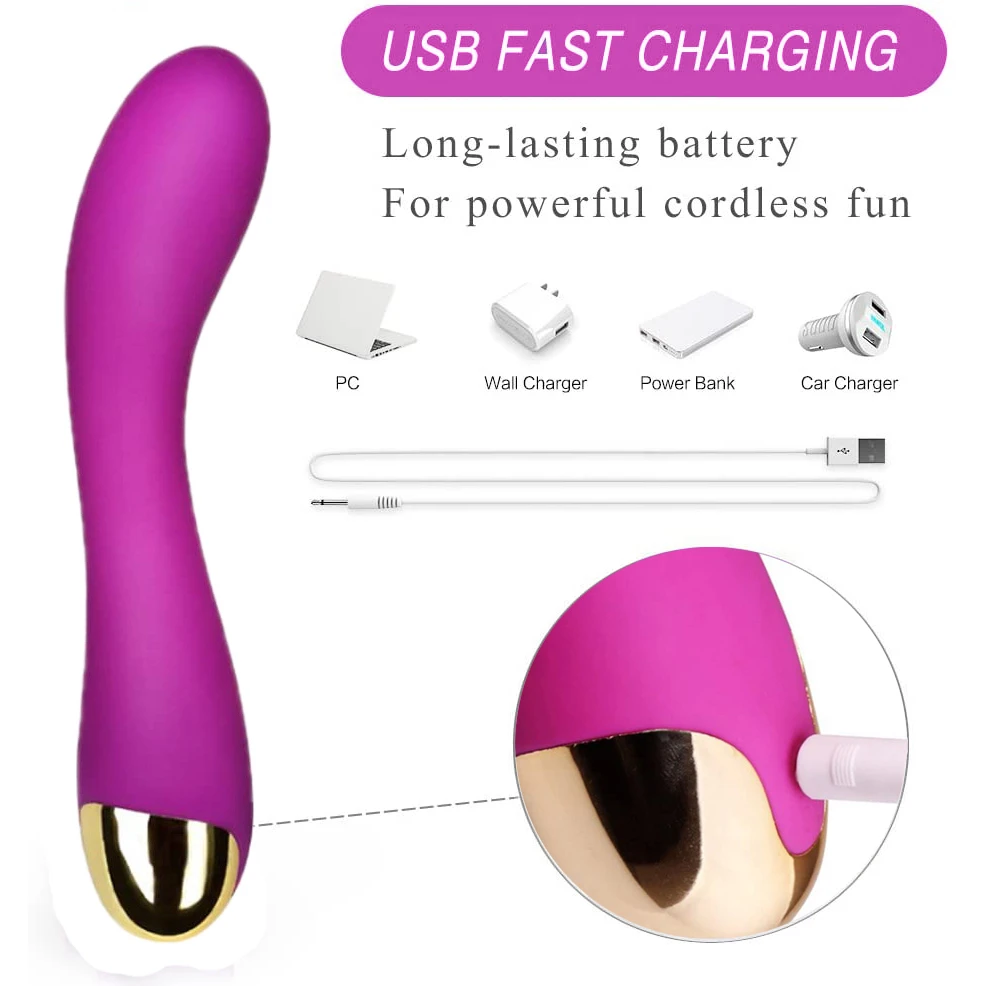 Klasična G-Spot VIbrator Usb Polnjenje Klitoris Stimulator Ukrivljen Nepremočljiva Multi Hitrost Sex Igrače Za Ženske Odraslih Izdelek Dildo
