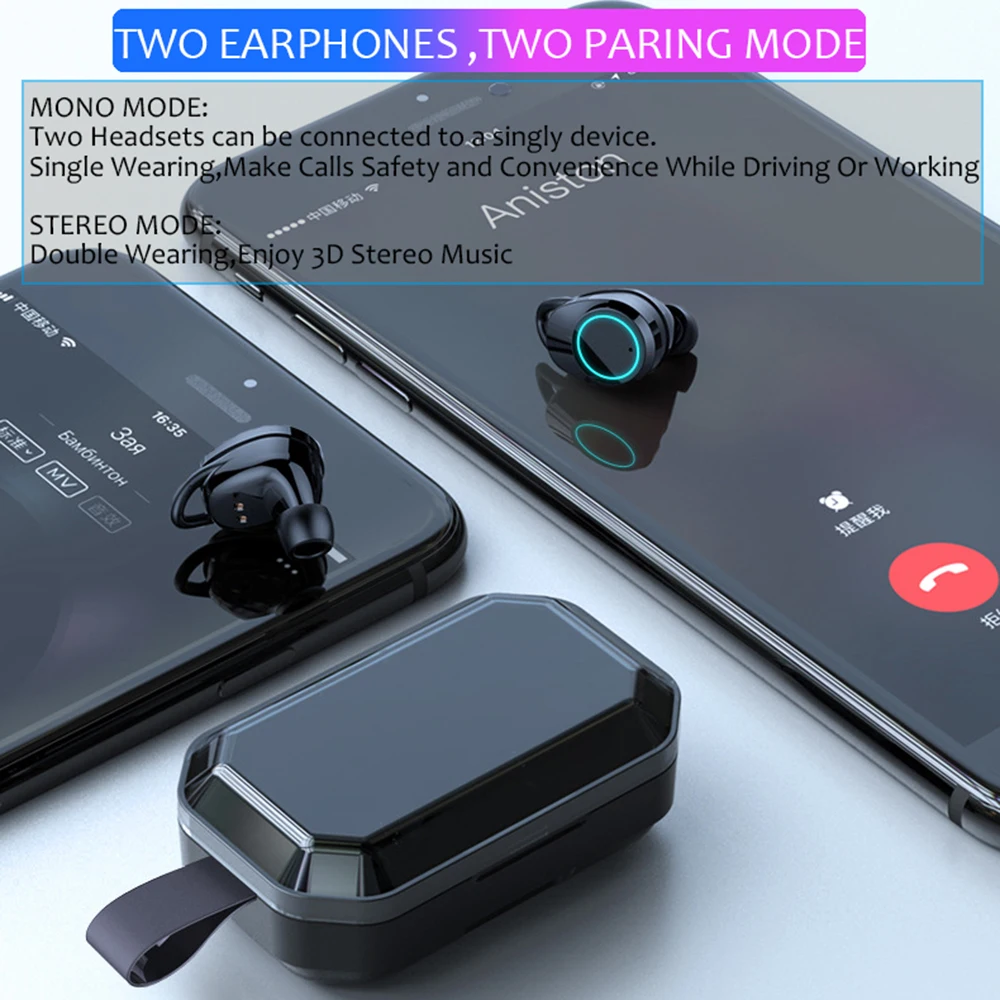 TWS Šport Čepkov IPX7 Nepremočljiva X6 Nadgradnjo Bluetooth Slušalke Brezžične Slušalke 3300mAh Polnilnik Bin za IOS Android Xiaomi