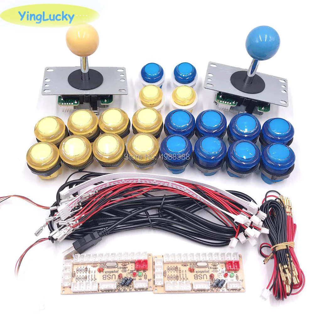 Yinglucky sanwa diy komplet 2 Igralcev DIY Arkadna Palčko igra Kompleti Z 20 LED Arkadna Gumbi na USB Kodirnik Kit arkadna