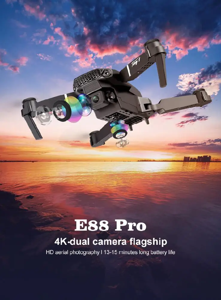 HobbyLane E88 pro true HD 4k dual camera vizualno določanje položaja 1080P WiFi fpv brnenje višina ohranjanje rc quadcopter
