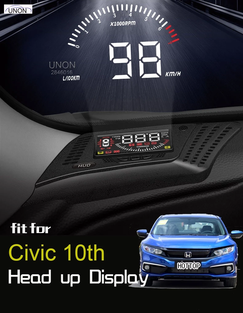 Za Honda Civic 10. Hud Head Up Display 2016 2019 2020 Multi-Funkcionalne Poseben Avto Posebno Uporabo prekoračitev hitrosti Polno Funkcijo Obd Avto