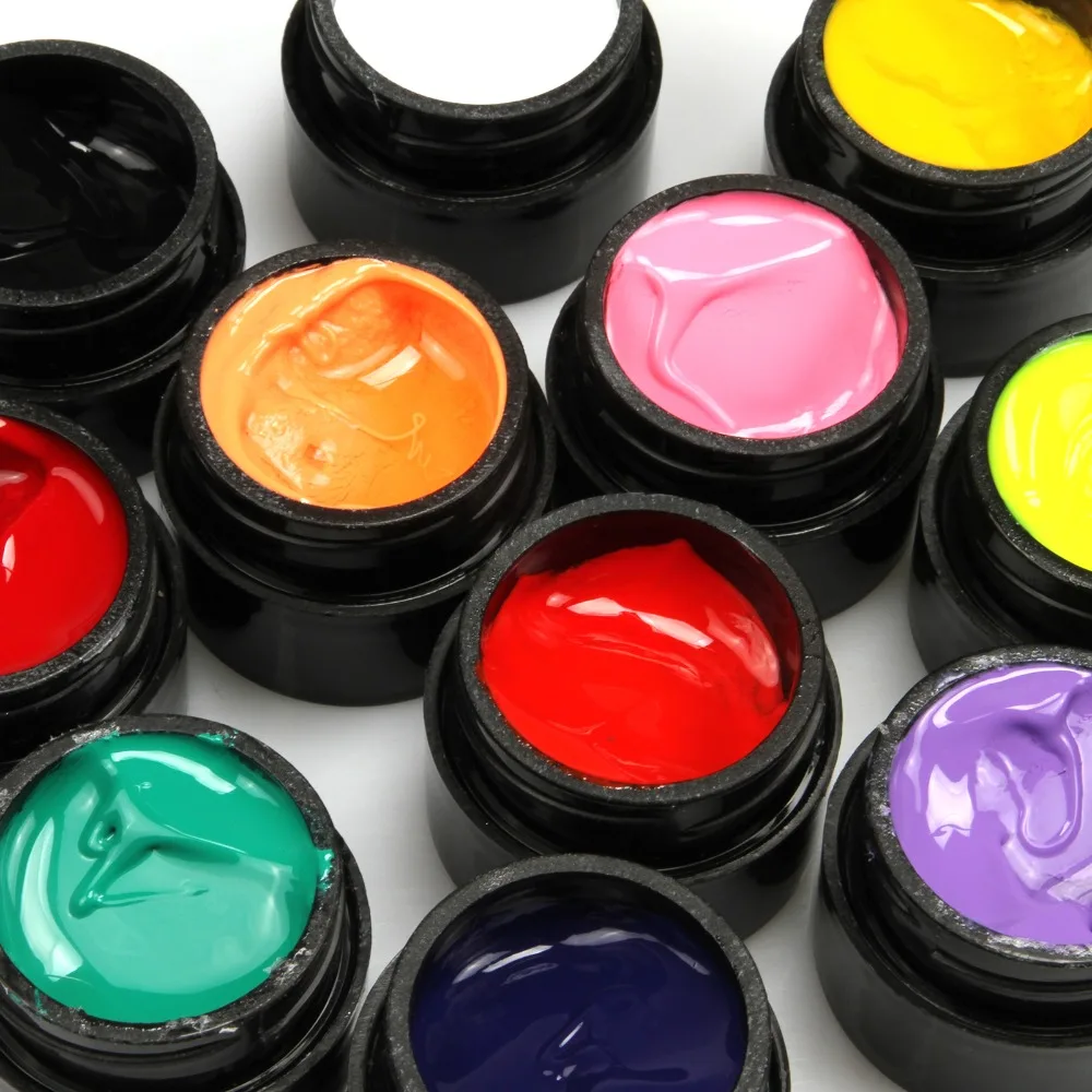 12 Barv/set 10g 3D Nail Art Barve Pripravi Slikarstvo Akril Barve, UV Gel Nasvet DIY