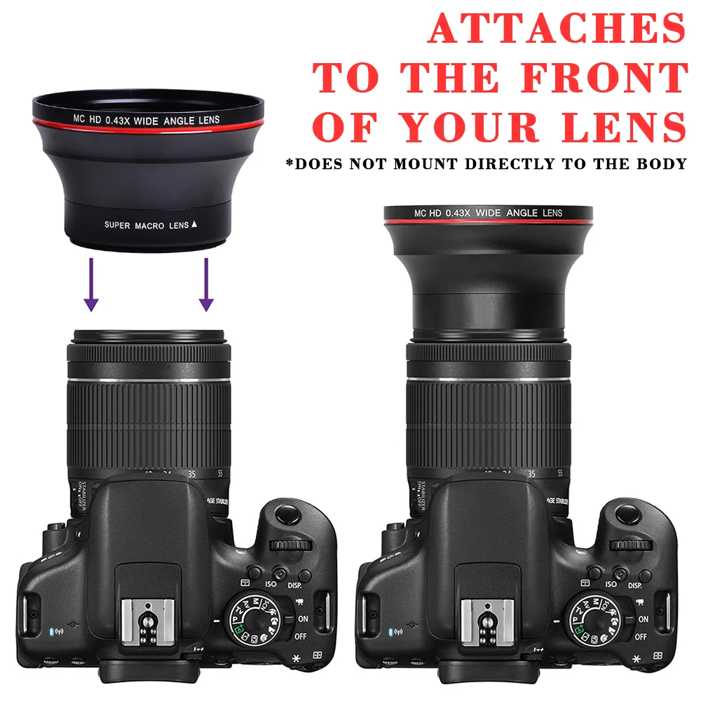 Batmax 55MM 0.43 x Strokovno HD, širokokotni Objektiv (Makro Del) za Nikon D3400, D5600 in Sony Alpha Kamere