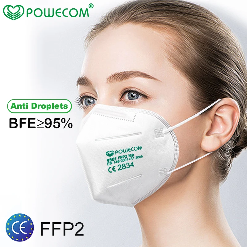 30Pcs Powecom Obraz Maske FFP2 Masko Držalo Slog Zaščitna Maska 95% Filtracijo Varnost Dustproof Usta Kape Respirator za Odrasle