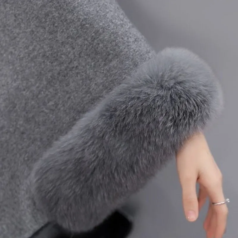 LANMREM 2021 Pozimi nove ulične korejski moda specializiranimi za umetno krzno, split turtleneck vrsta ure elegantno tople volnene plašč za ženske 2A732