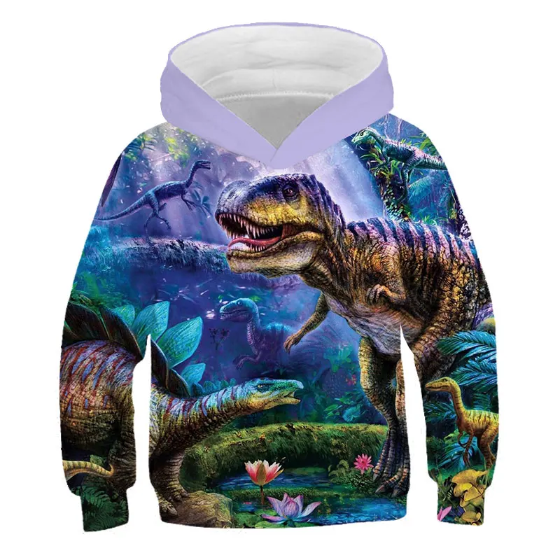 2020 Jeseni, Pozimi Tiskanje Otrok Smešno Modnih Oblačil Z Dolgimi Rokavi Dinozaver Živali Sweatshirts Fantje Dekleta Športna Oblačila
