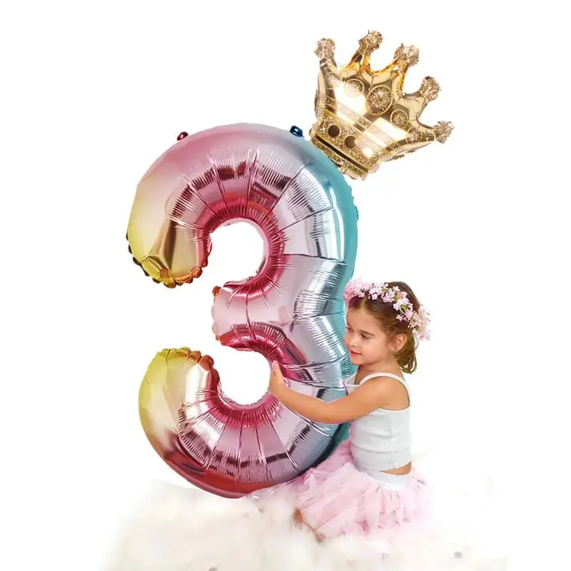 2pcs 32inch Mavrica številko Folija Baloni zrak Balon, rojstni dan okraski otroci Rose zlata, roza, srebrna, modra 0-9 Mestno žogo
