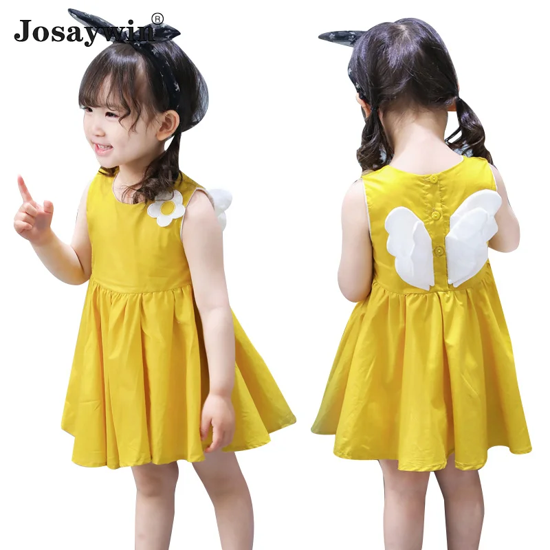 Josaywin Baby Oblačenja za Dekleta-Line Pleatde Vestidos Otroci Obleko s Krili Otroci Priložnostne Obleke Risanke Dekleta Oblačenja