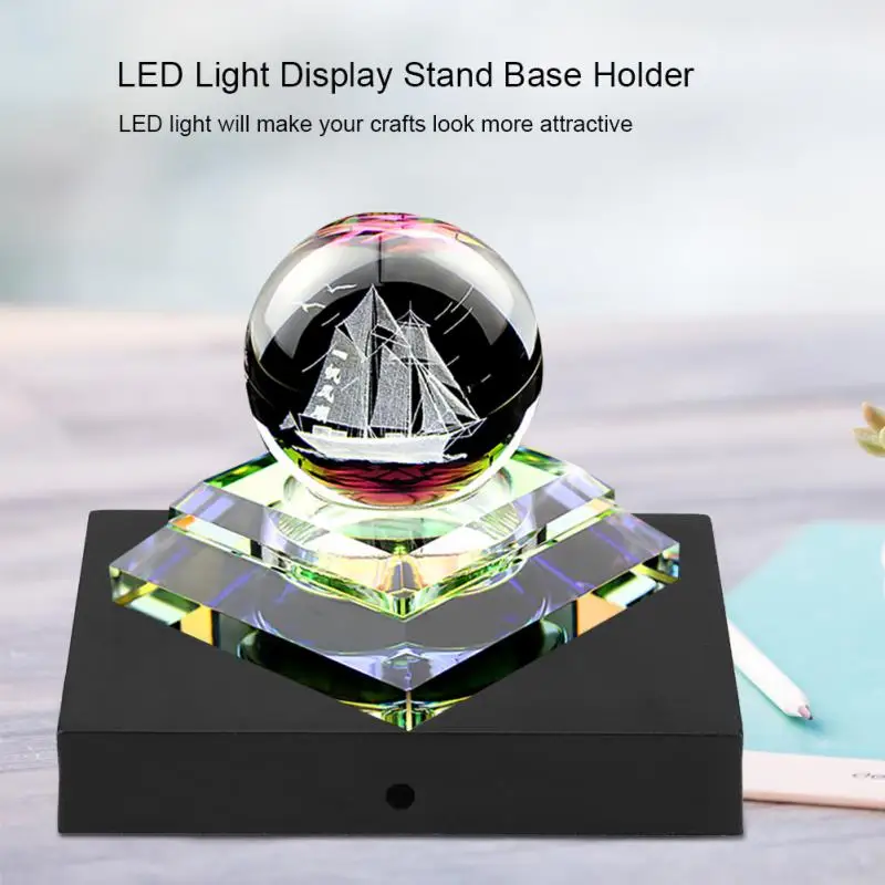 LED Svetlobna Osnove Svetlobe Prikaz Stojalo Crystal LED Lučka za Prikaz Stekla Art LED Luči Osnove Imetnika NAS Plug 100-240V