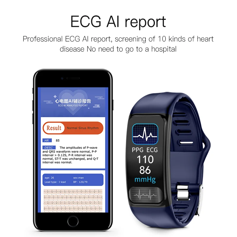 P12 EKG PPG pametna zapestnica srčni utrip kisika spremljati krvni tlak smart pasu IP67 nepremočljiva klic opomnik športni Pas