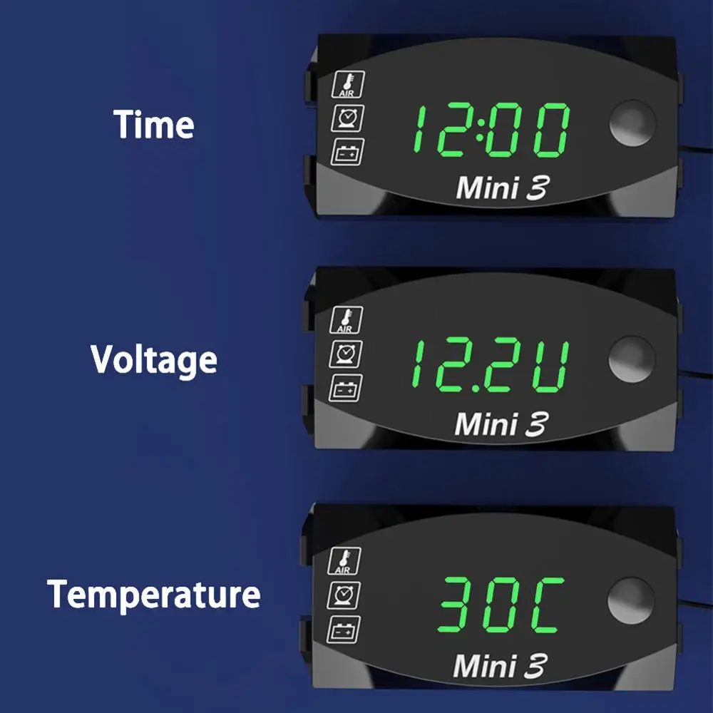 Univerzalno motorno kolo Elektronska Ura Termometer Voltmeter Tri-V-Enem IP67 Nepremočljiva Prah-dokazilo LED Watch Digitalni Zaslon