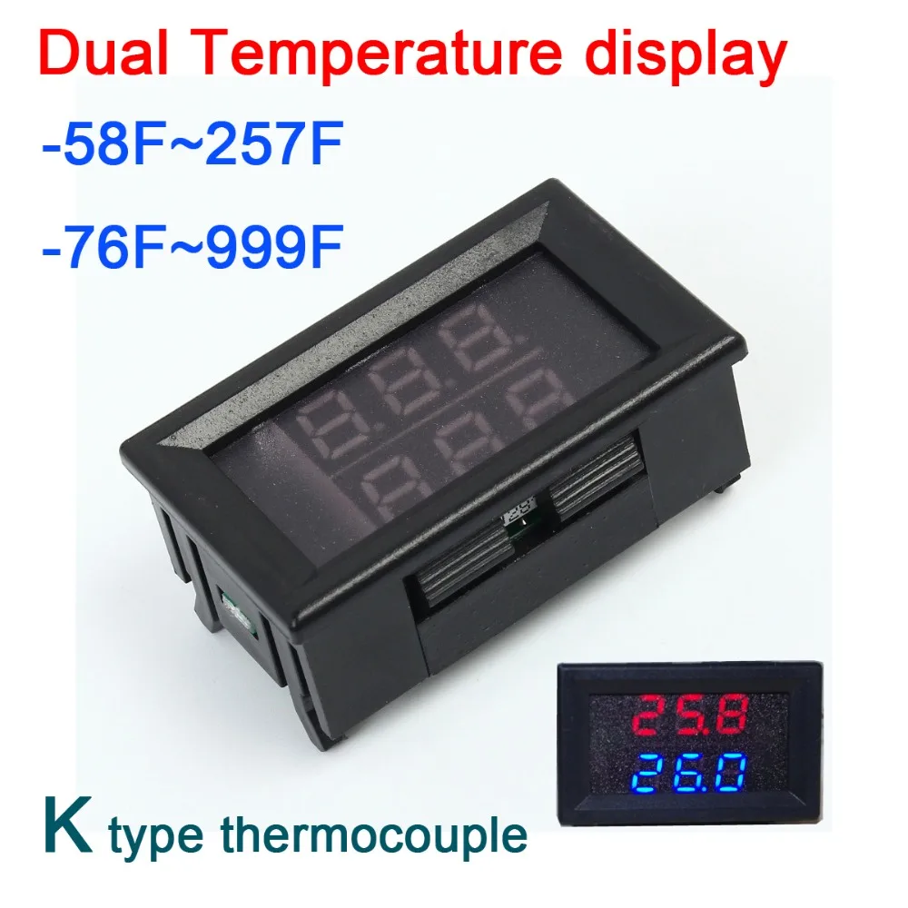 K-tip termočlen Termometer -60C - +999C 999F Digitalni LED nadzorovanja Temperature Merilnik prikaže Celzija/ Fahrenheit TEMP 12V 24V