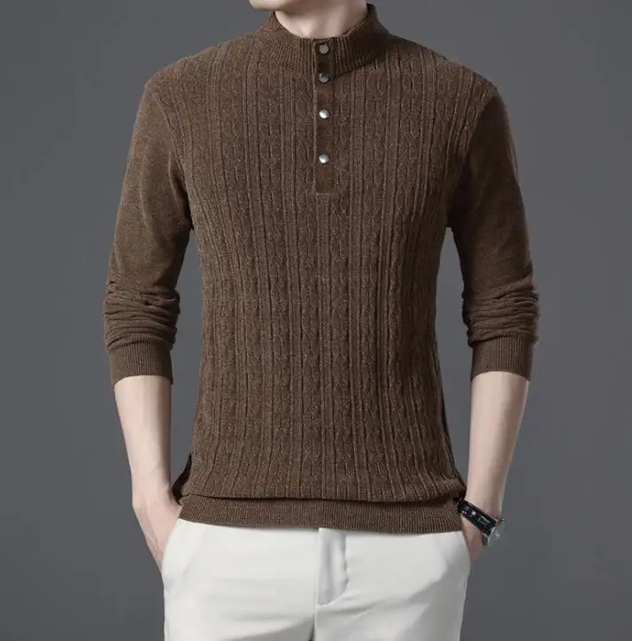 Moške volno jopica jesen in zimo, pol turtleneck pulover sredini dno pulover topel kašmir pulover stand-up ovratnik