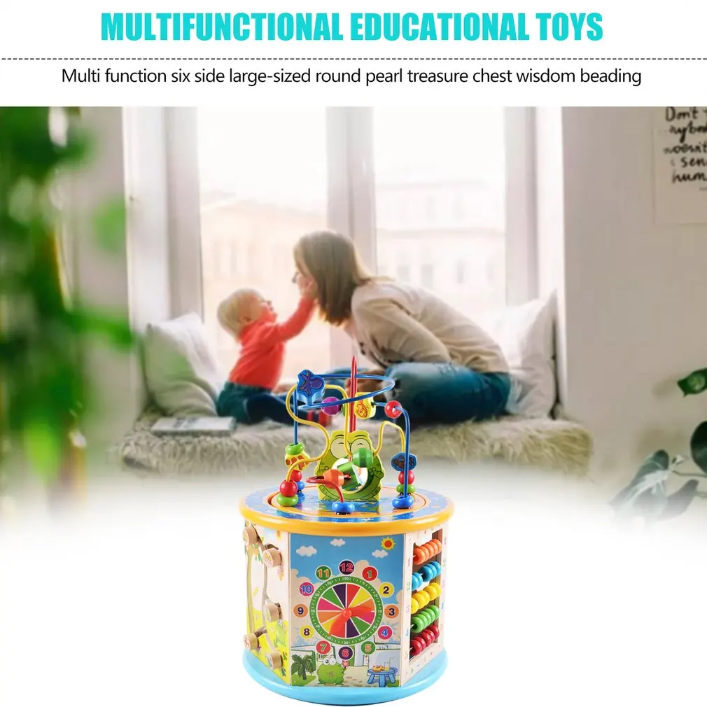 Montessori V Zgodnjem Otroštvu Učenje Educationa Igrača Multi-Funkcijo Šest-Stranski Velike Okrogle Noge Zakladnico Puzzle Beaded Matematiko Igrača