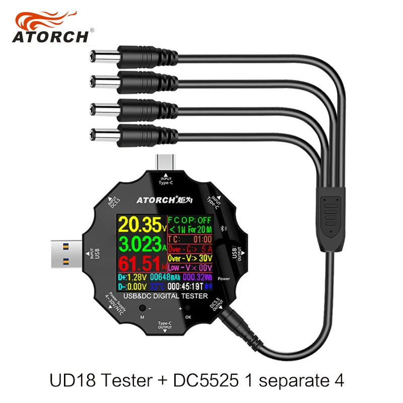 UD18 DC5.5 DC5525 digitalni voltmeter amperimetro napetost tekoči meter ampermeter detektor prenosnika moči banke polnilnik usb tester