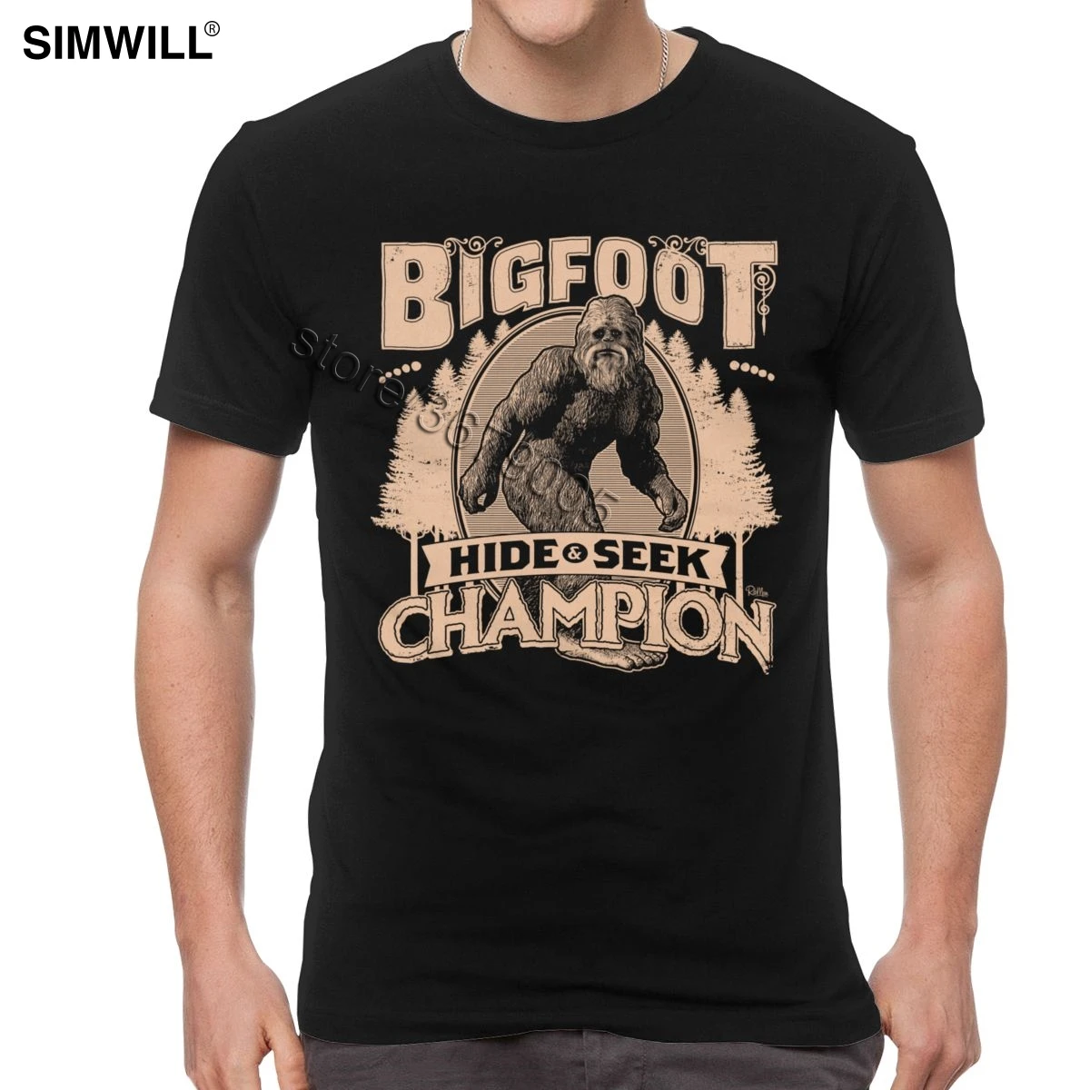 Moda Nov Prihod T-Majice Mens Bombaž Letnik Bigfoot Skriti Poiskati T Majice S Kratkimi Rokavi O Vratu Kampiranje Izletnik Grafični Tees