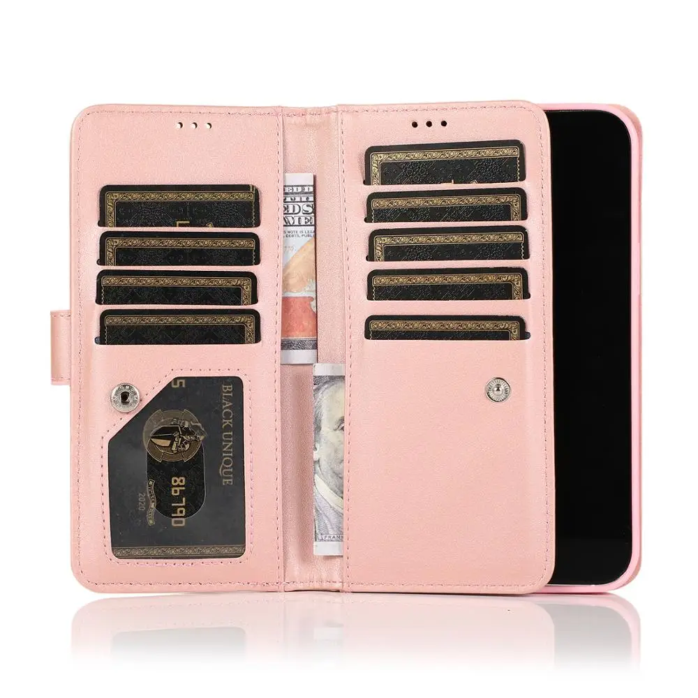 Zadrgo Usnjene Denarnice Primeru Za iphone 12 mini Ženske Luksuzni Magnetne Kartice Telefon Primeru za 12 pro max Stojalo Telefon Kritje Vrvica za opaljivanje tega