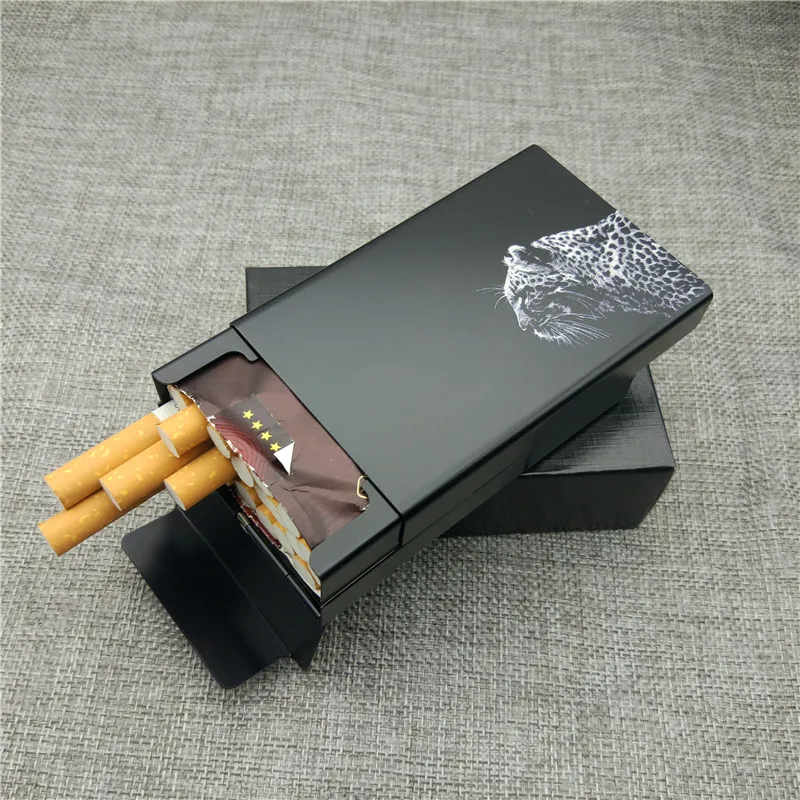 Osebno Prilagojene Leopard Cigaret Primeru Ultra Tanek Aluminij Zlitine Stran Cigareto Polje Dim Lasersko Vgravirana Ne Bo Zbledi