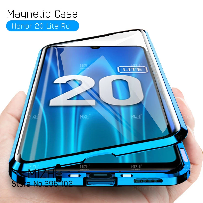 360 Dvojno Stransko Steklo Primeru Na Čast 20 Lite Primeru 2020 Magnetnih Kovin Hrbtni Pokrovček Za Huawei Honor 20 Svetlobe 20Lite Coque 6.15