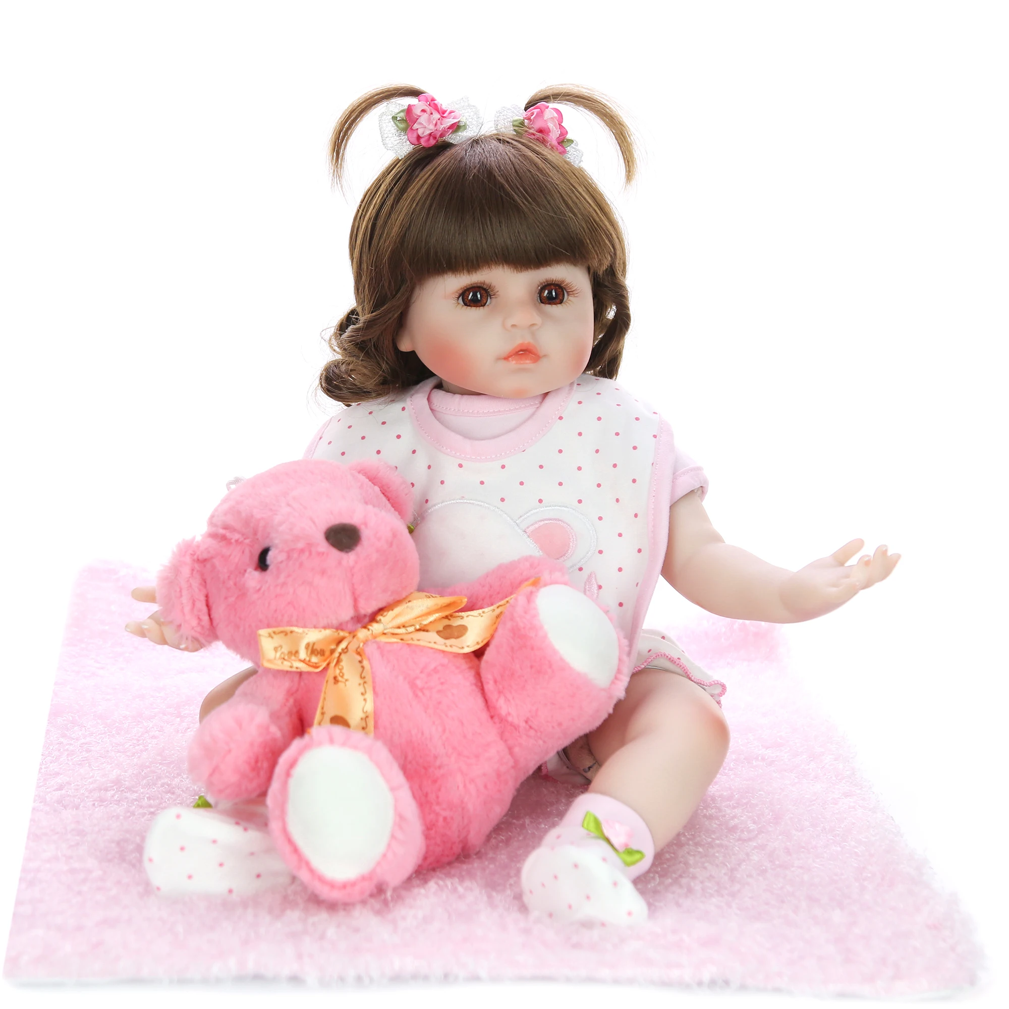KEIUMI Nov Design 18 Inch Prerojeni Baby Doll Lepo Mehko Silikonsko Krpo Telo Realne Otroška Igrača Otrok Darilo za Rojstni dan Spanjem Zajčica