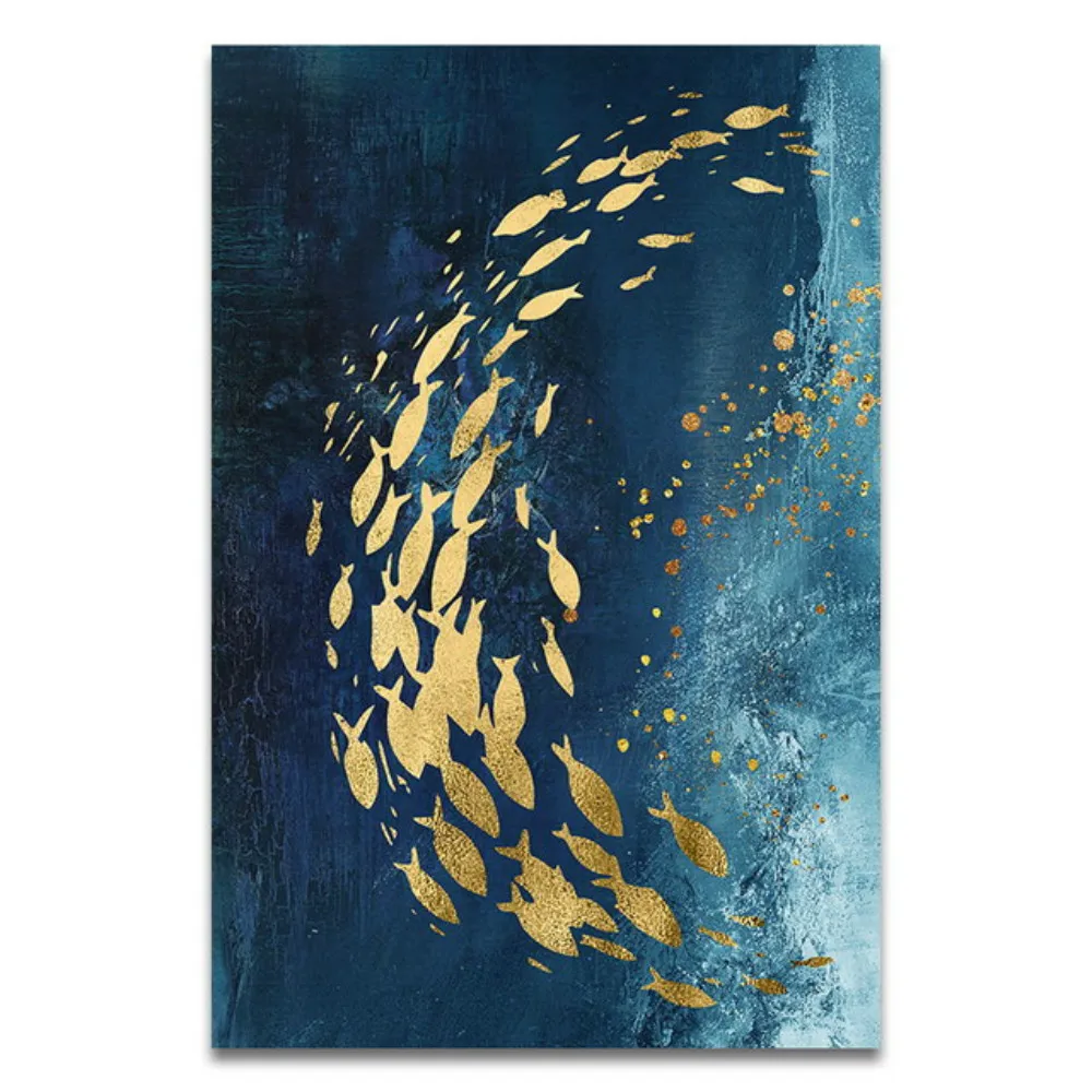 Zlato Rumeno Ribe in Metulj Platno Stensko Slikarstvo Umetnost Oljna slika, Poster, Stenske Slike za dnevno Sobo Slikarstvo Slike