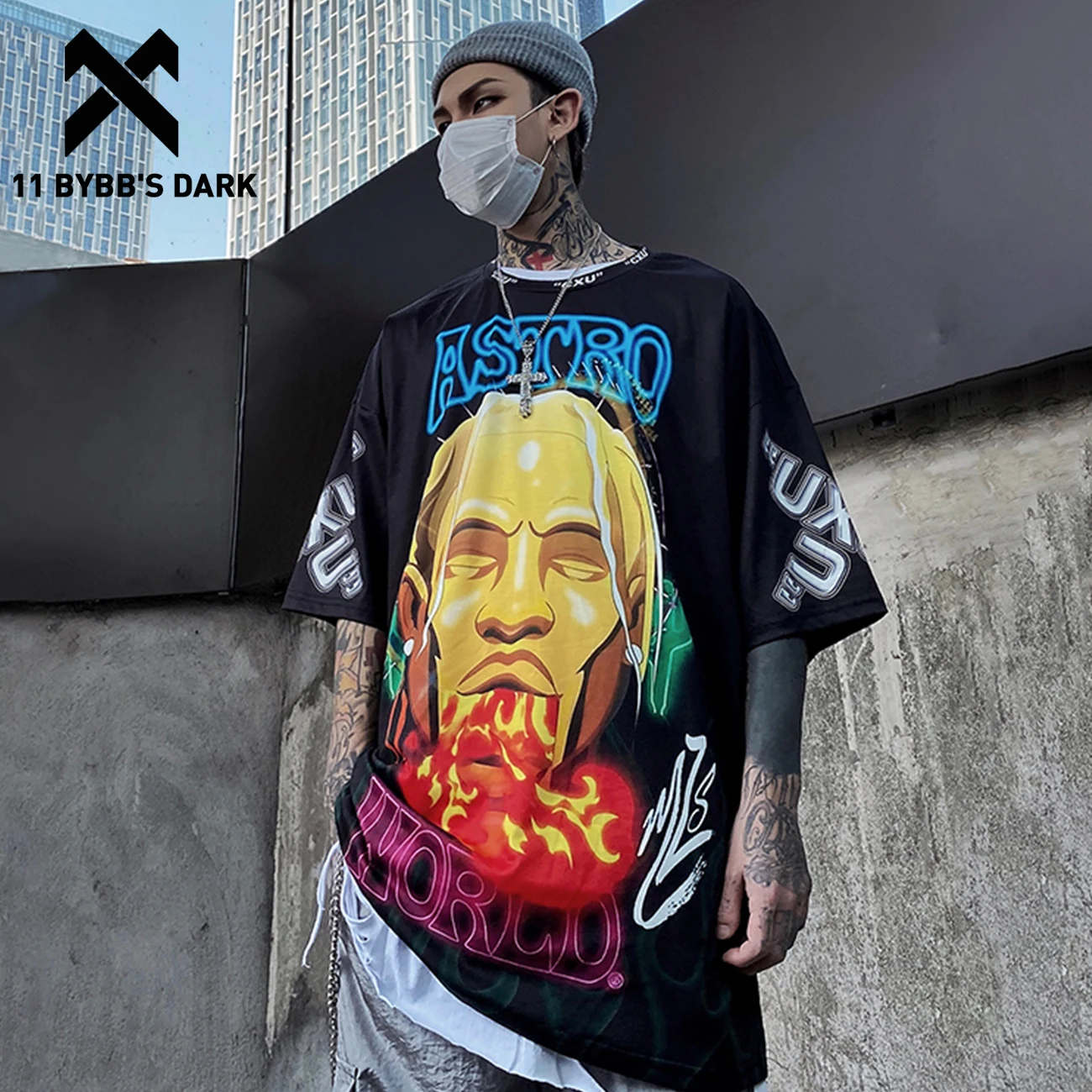 11 BYBB JE TEMNO MOŠKIH 2020 Hip Hop T Shirt Ulične Moških Sliko Natisniti Priložnostne Kratek Rokav Poletje Moški Modni Bombaž Tees Majica