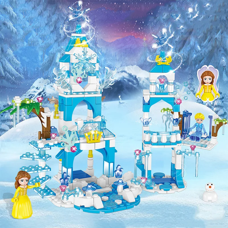 Princesa Snow Queen Ledu Gradu Sneg Številke Gradniki Prijatelji Mesto Dekle Opeke Izobraževalne Igrače, Darilo Za Otroke Darila