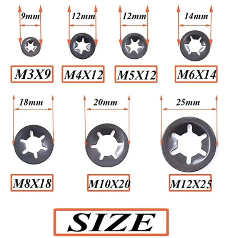 260PCS/Set Kovinskih Starlock Pritisni na Daljavo Pranje Zapiralo, ki ga Star Matica Razvrstan Kit 517A