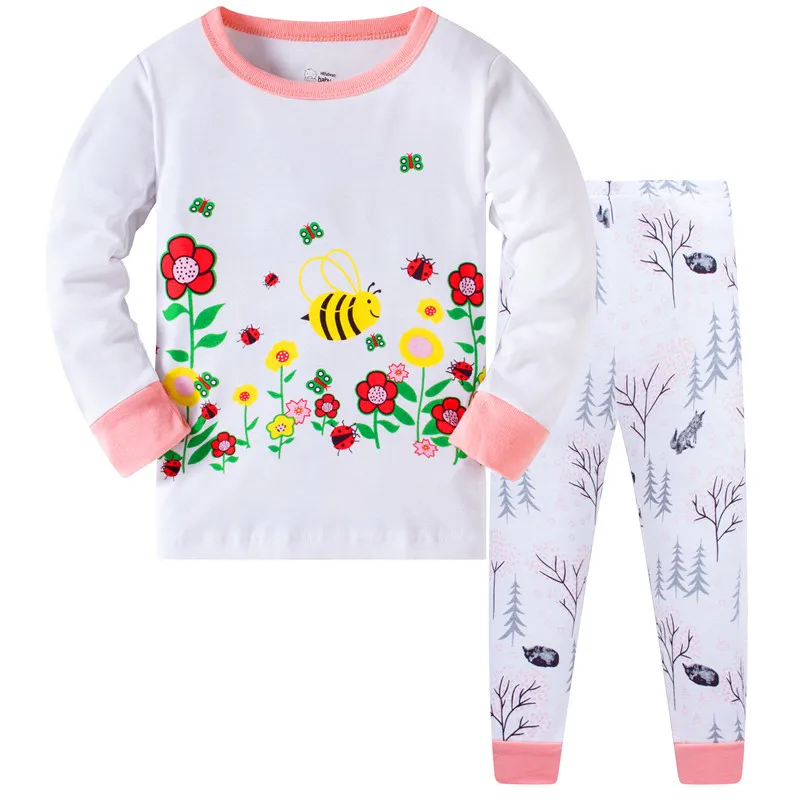 2020 Otroke Super Sova Topla Oblačila Bombaž bo Ustrezala Baby Dekleta Jelena Pižame T-shirt Trak Hlače 2pcs Otroci Pižame Set