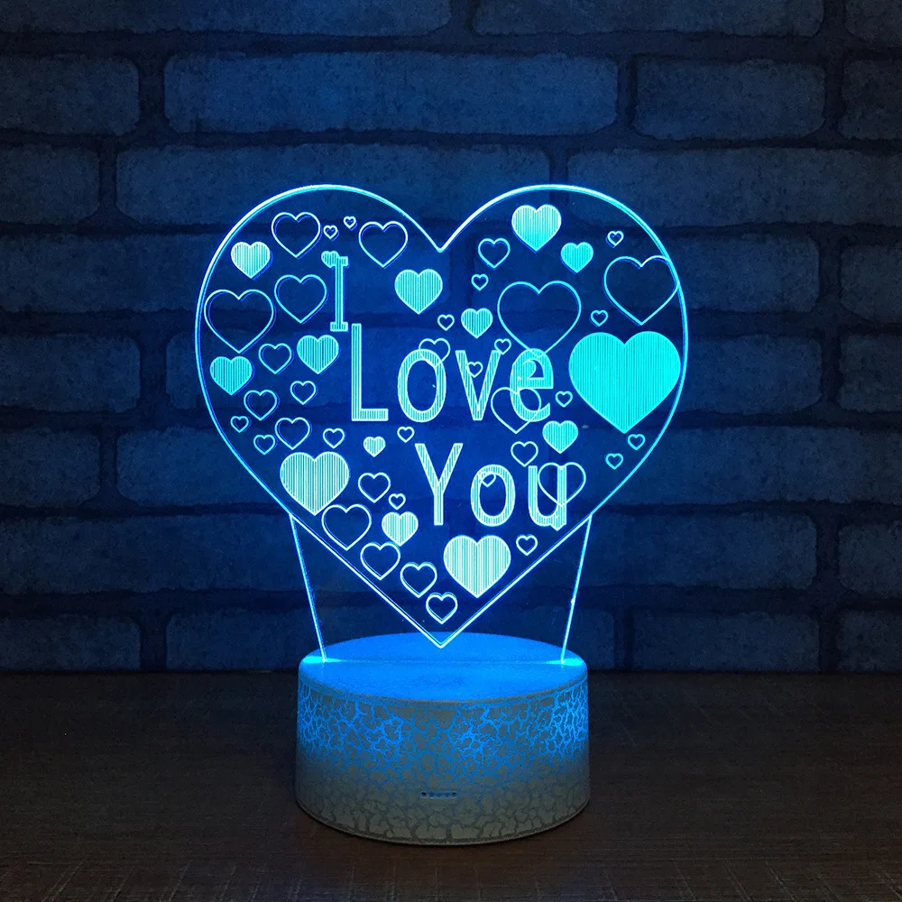 Novo Ljubezen 3d Lučka Ustvarjalne Energije Shranjevanje Elektronskih Izdelkov Led Dekorativna Namizna Svetilka Belo podlago Ljubke namizne Svetilke,
