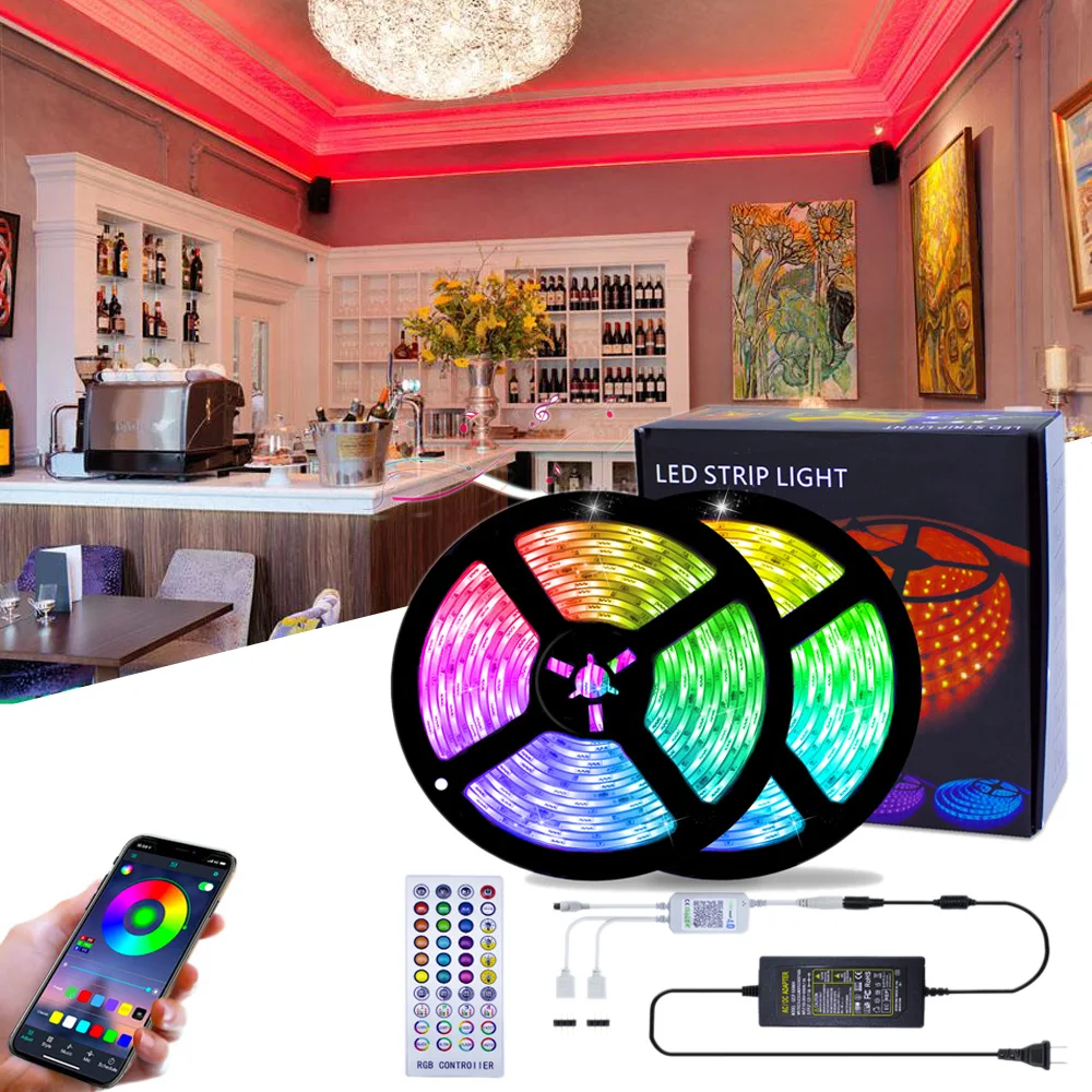 SMD 5050 DC12V Bluetooth APP LED Trakovi, RGB Svetlobe 5M 10 M RGB LED Trak Trak Diode Osvetlitev ozadja Za Domači Sobi, kuhinja Stranka