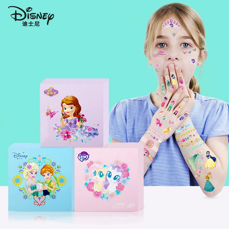 Disney Princesa Zamrznjene Ana Elsa Sofija Tattoo Nalepke Dekleta Risanka Nalepke Ustvarjalne DIY Nepremočljiva Ličila Igrače Za Otroke