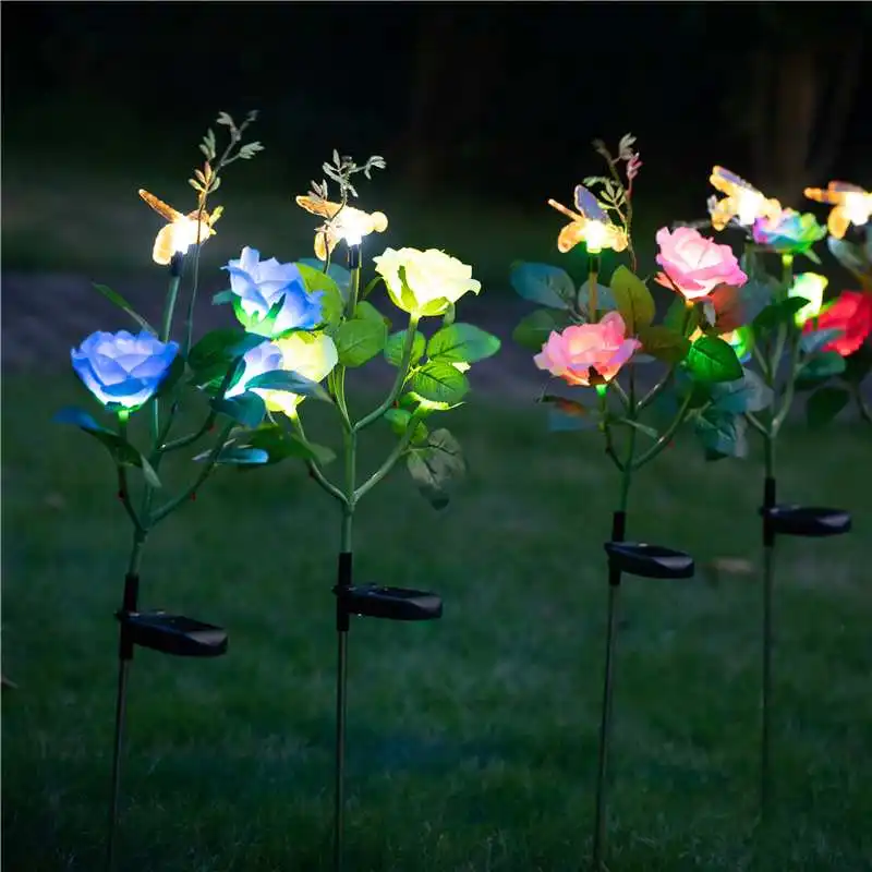Solar Powered 4LED Umetne Vrtnice in Čebel, Vrtne Svetilke Simulacije Cvet Krajine Vrt Sončne Svetlobe Luč Decortion Pozornosti