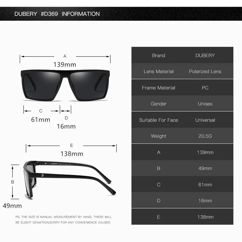 DUBERY Polarizirana sončna Očala za Moške, Ženske, Nova Moda Kvadratnih Vožnje Vintage sončna Očala Šport Retro Ogledalo Luksuzne blagovne Znamke UV400